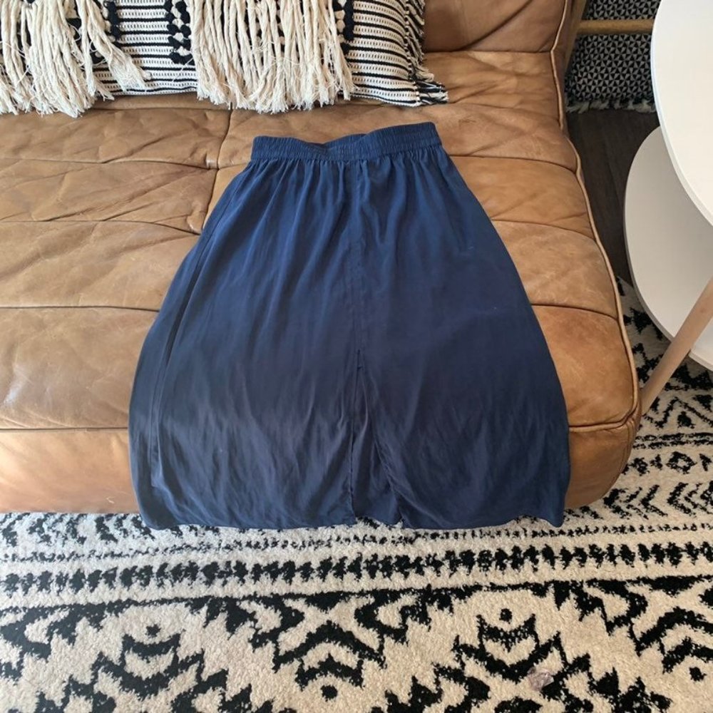 Silky blue slit midi maxi skirt - Picture 10 of 12